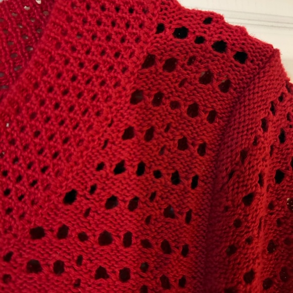 Laura Open Knit Red Sweater Size XL - Picture 2 of 4